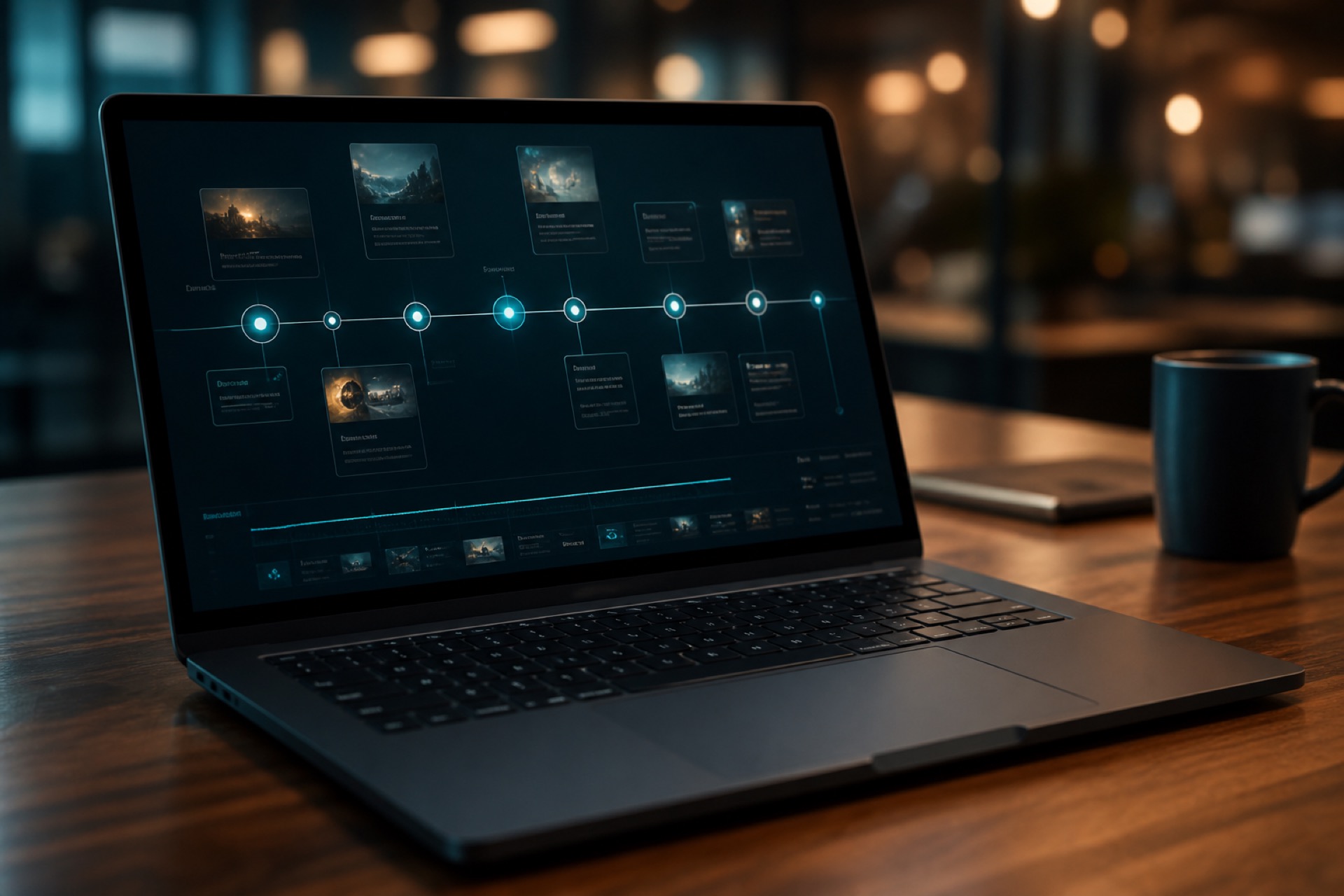 تایم‌لاین تعاملی داخل ارائه HTML؛ هر مرحله پروژه هنگام رسیدن هایلایت می‌شود