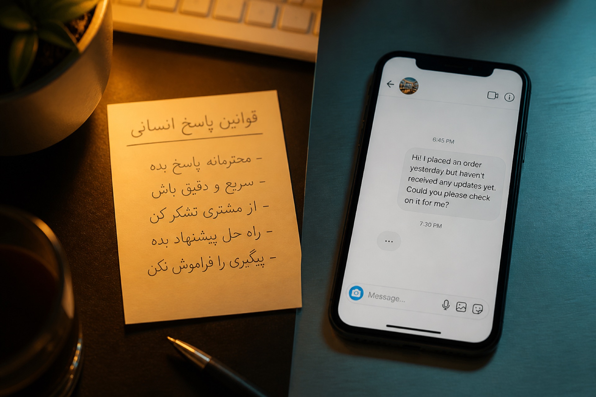 قانون پاسخ انسانی روی میز کار؛ دایرکت مشتری منتظر جواب قطعی روی گوشی